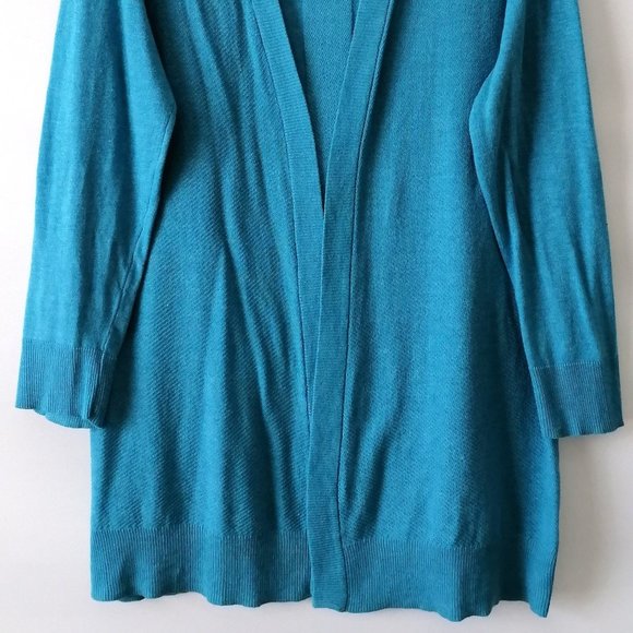 AJ Andrea Jovine Womens Azure Blue Open Front Cardigan Sweater Size XL - Picture 3 of 7